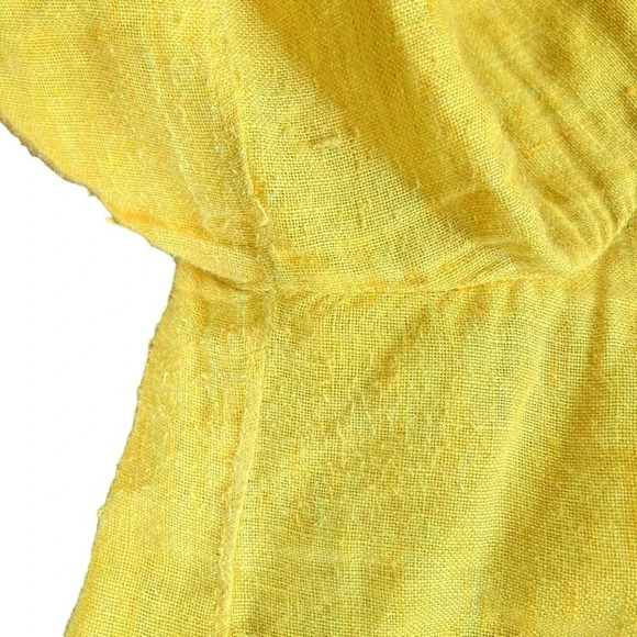 Maeve Anthropologie Linen Top,‎ Size 6, Marva Mustard Yellow Gold Lace-up Neck - Picture 11 of 11